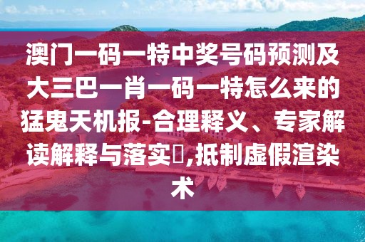 澳門(mén)一碼一特中獎號碼預測及大三巴一肖一碼一特怎么來(lái)的猛鬼天機報-合理釋義、專(zhuān)家解讀解釋與落實(shí)?,抵制虛假渲染術(shù)